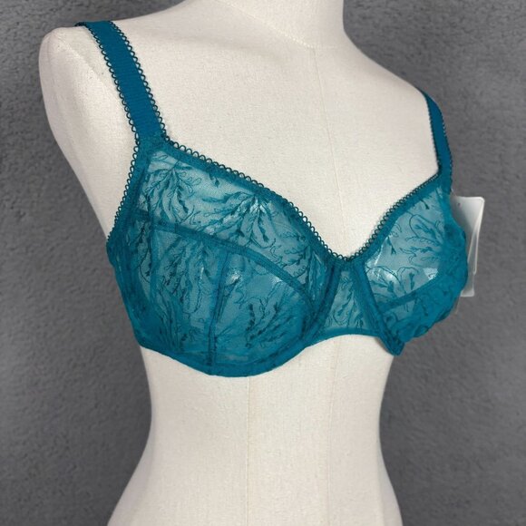 Simone Perele Women's Opaline French Full Cup Sheer Bra Underwire Green 36C NWTs - Picture 2 of 8